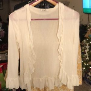 Cream Papaya Ruffle Cardigan Dainty Crop